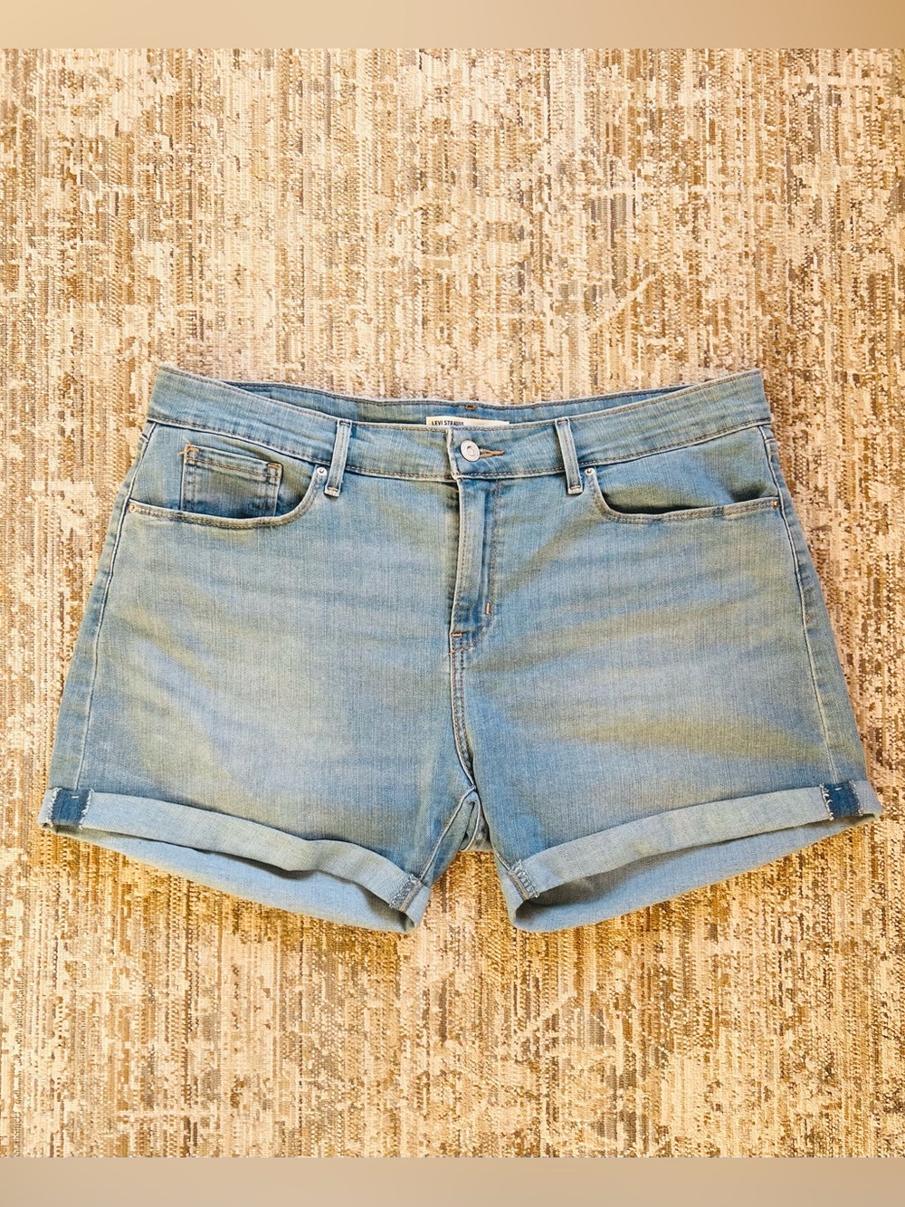 Levi's Light Blue Rolled-Hem Denim Shorts